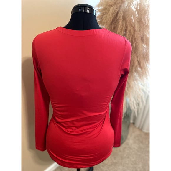 Nike Pro Red Long Sleeve V Neck Training Top Top L - Picture 2 of 3